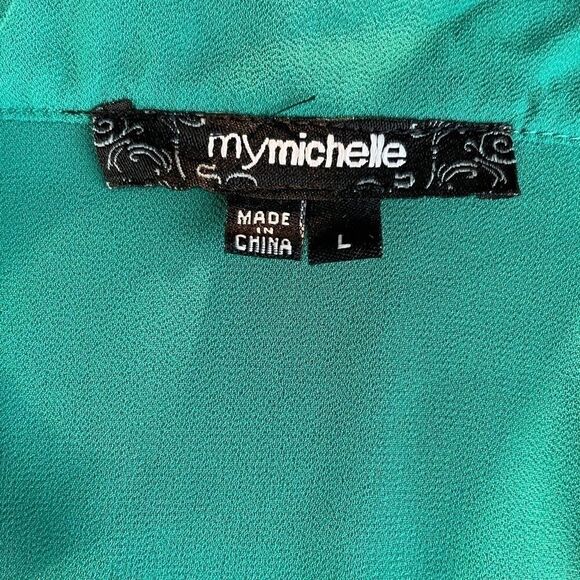 NWT My Michelle Sheer Green Blouse Top Size L - Picture 13 of 14